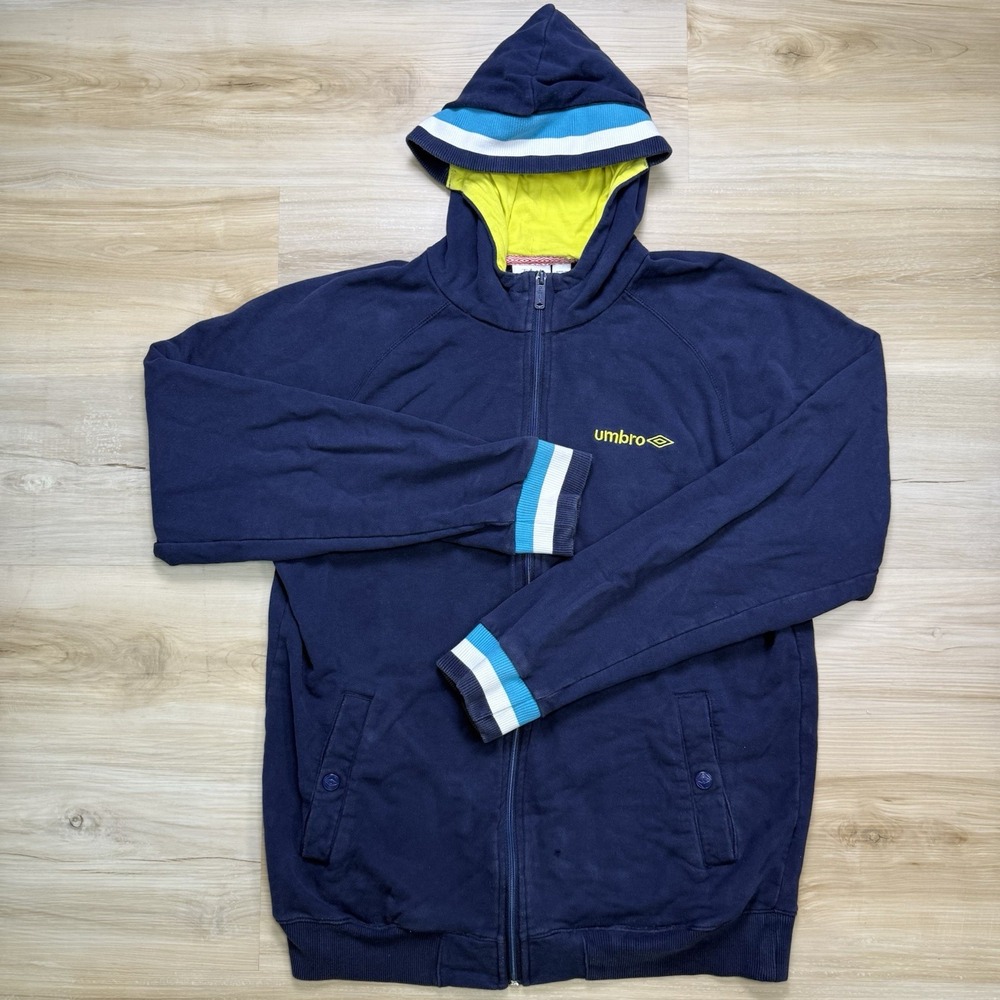Vintage 2000s Umbro Full Zip Hoodie Navy Blue Men's Size L Y2K Retro